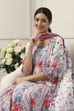 White Cotton Floral Printed Kalidar Suit Set image number 7