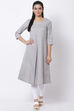 Grey Cotton Linen A-Line Yarndyed Kurta image number 0