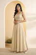 Ivory Viscose Rayon Gathered Saree image number 6