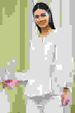 Beige Cotton A-Line Short Kurta image number 2