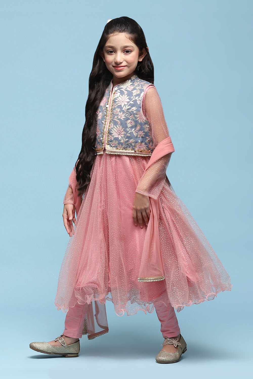 Onion Pink Nylon Flared Printed Suit Set image number 5