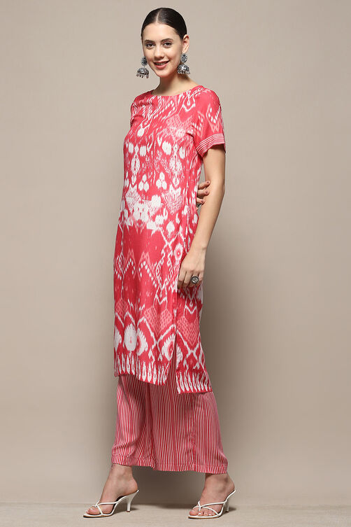 Blue Printed Straight Kurta Set image number 3
