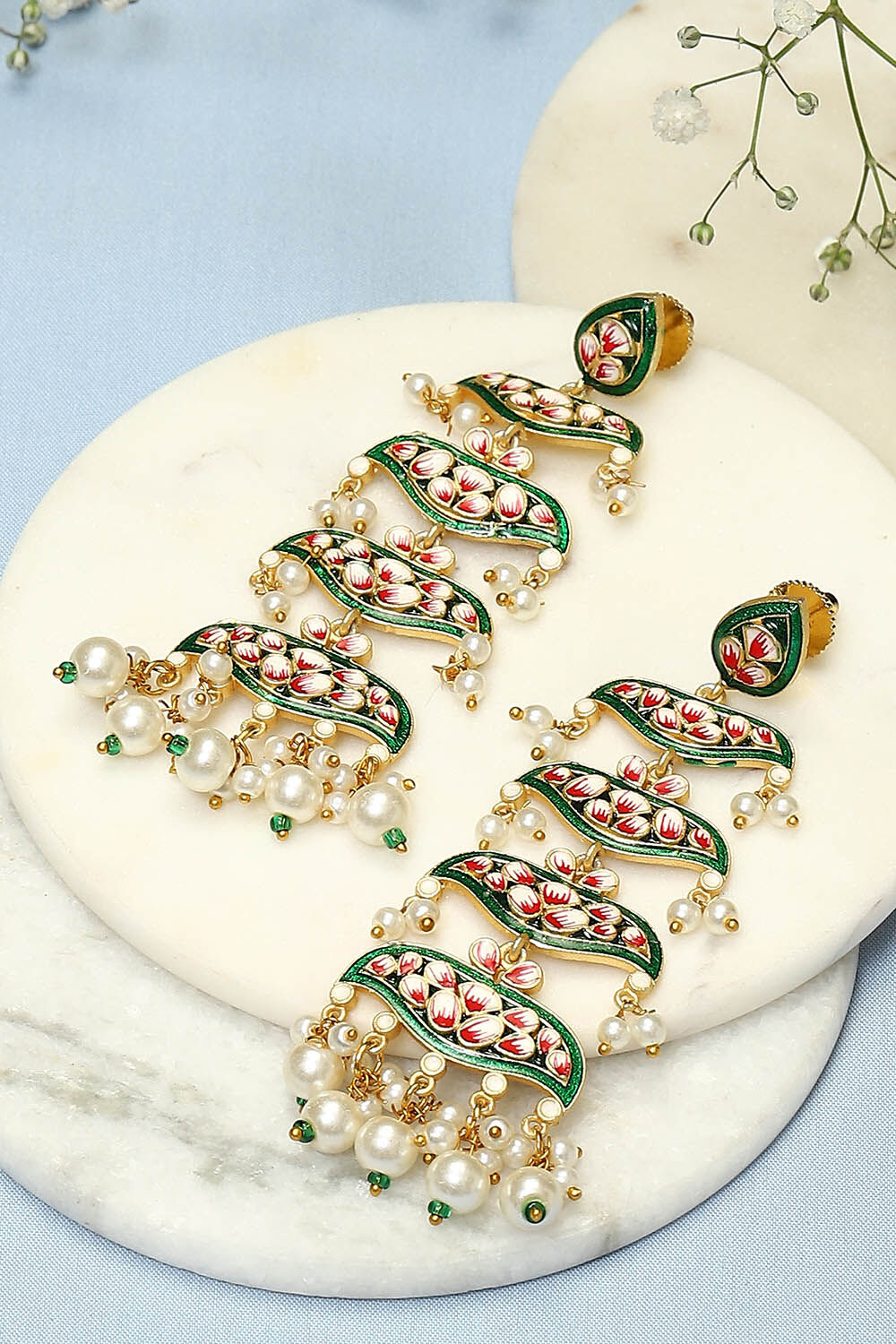 Green Brass Earrings image number 0