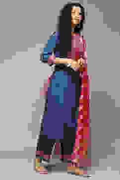 Blue and Pink Straight Suit Set image number 6