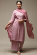 Red Cotton Blend Straight Kurta Palazzo Suit Set image number 0