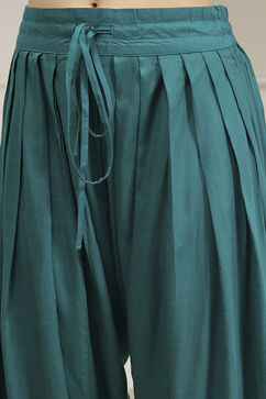 Teal Printed Straight Suit Set image number 2