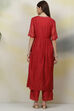 Navy Flared Art Silk Fusion Wear 2 Piece Set image number 5