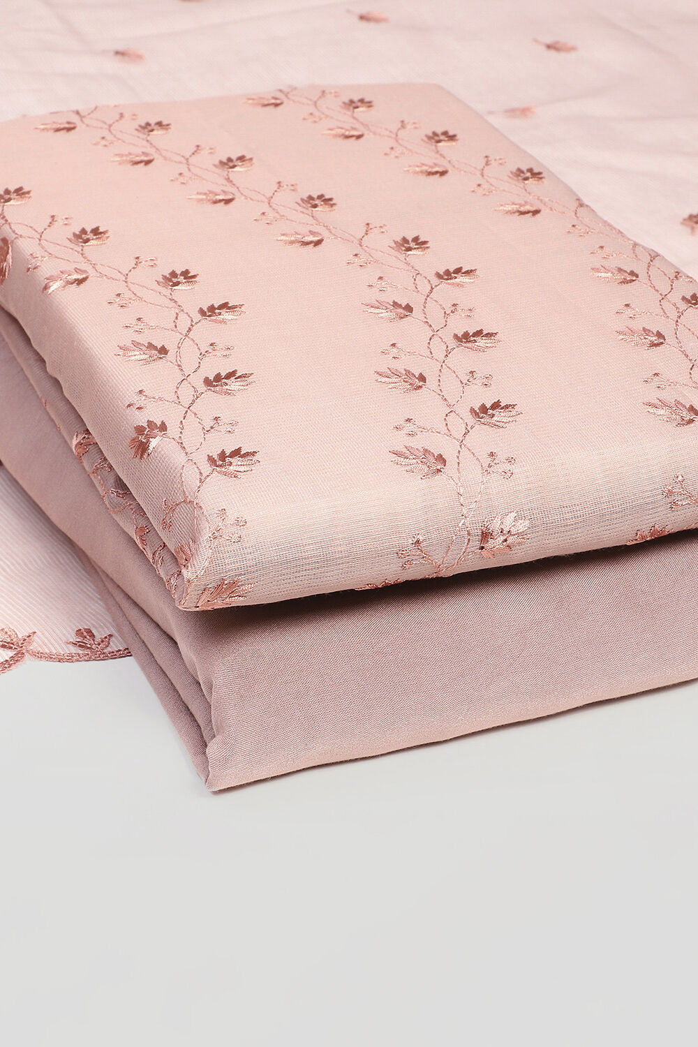 Peach Net Unstitched Suit Set image number 5