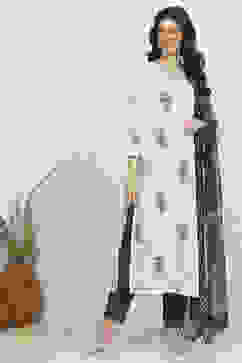 Indigo Cotton Hand Block Print Unstitched Suit Set image number 6