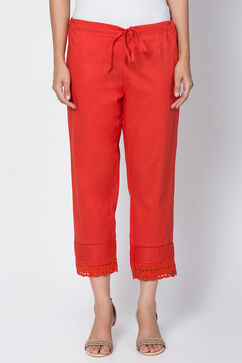 Red Cotton Solid Pant image number 1