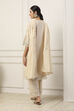 Beige Cotton All-Over Floral Straight Suit Set image number 4