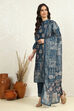 Beige Chanderi Printed Unstitched Suit Set image number 4