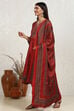 Orange Pashmina Machine Embroidery Unstitched Suit Set image number 4