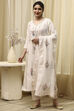 White/Pink Cotton Machine Embroidered Unstitched Suit Set image number 7