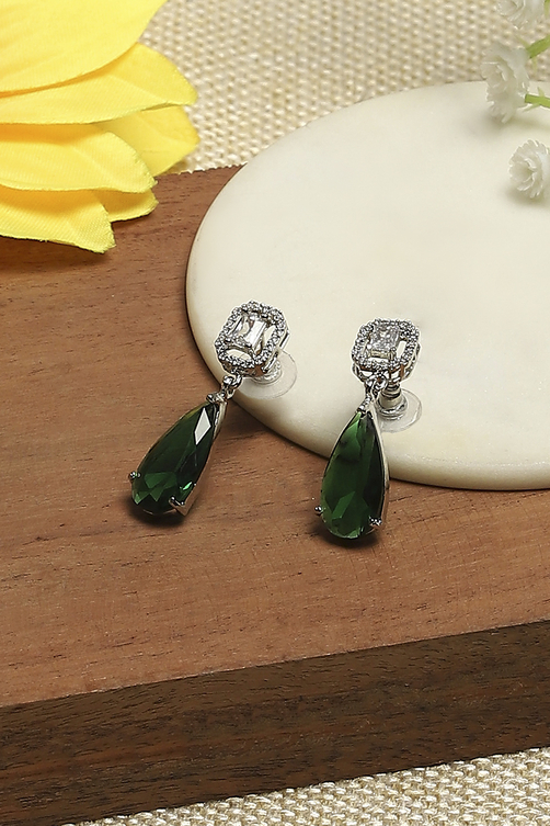 Green Brass Danglers image number 0