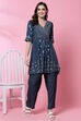 Indigo LIVA Flared Printed Short Kurti image number 5