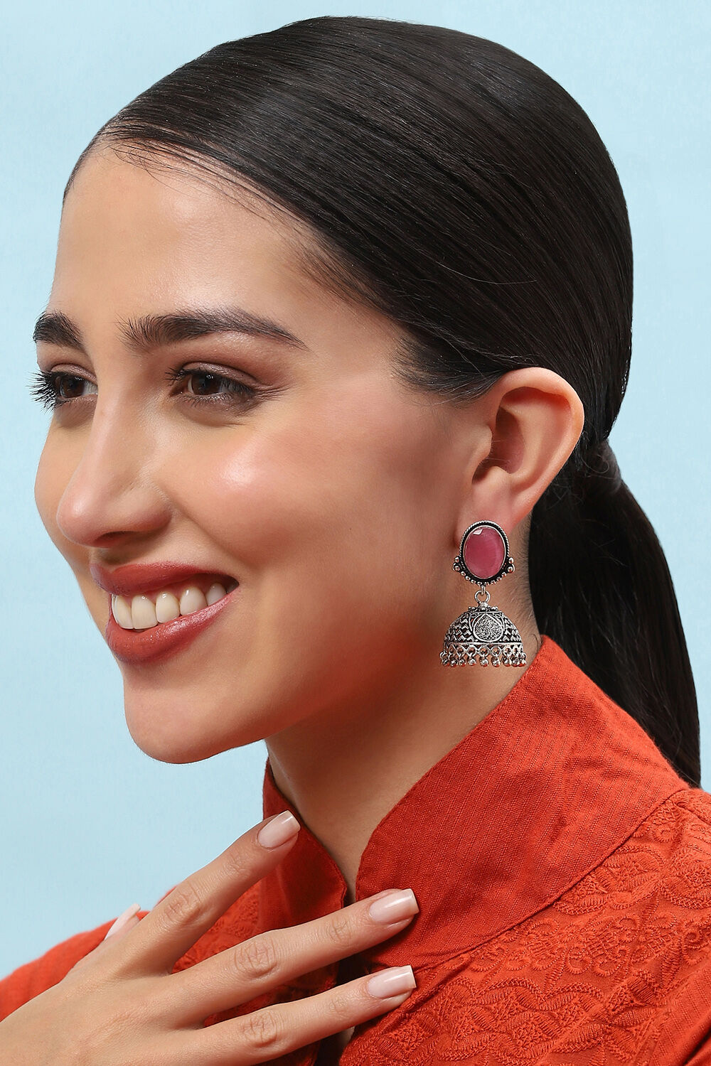 Light Pink Brass Earrings image number 1