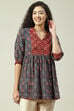 Rust Cotton Flared Printed Short Kurti image number 0