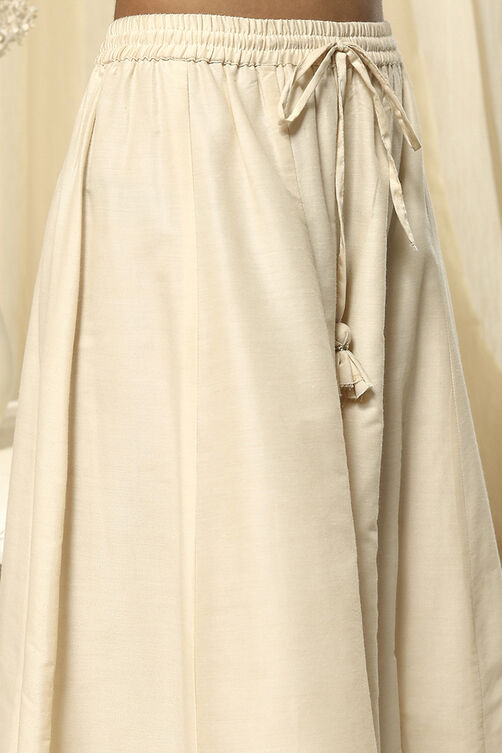 Off-White Embroidered Kalidar Suit Set image number 2