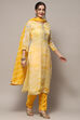 Yellow Organza Unstitched Suit set image number 7