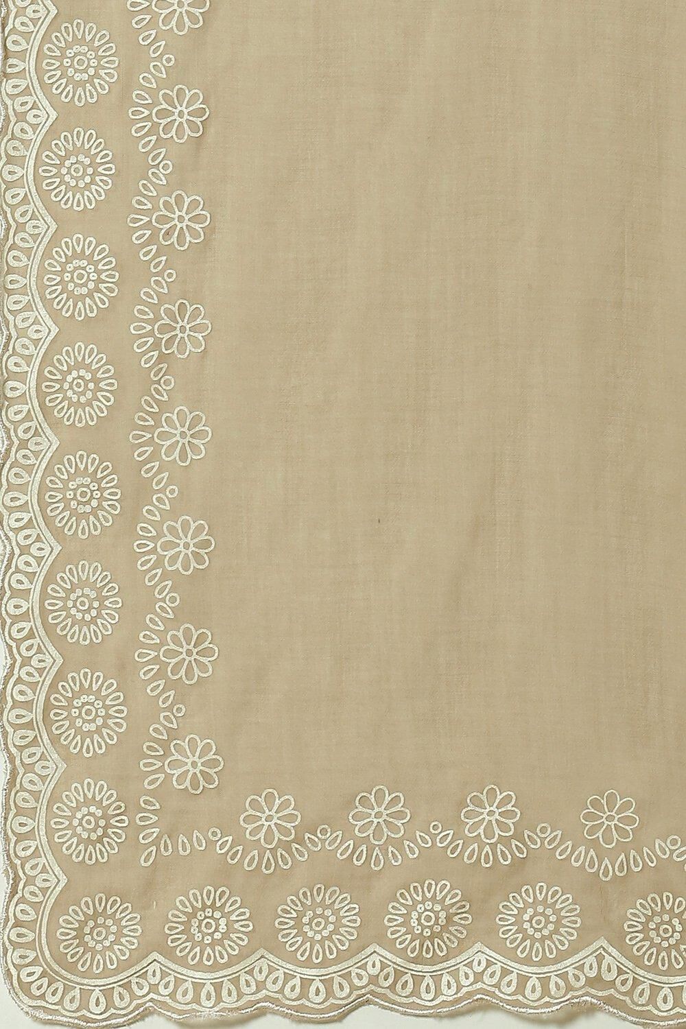 Off White Straight Kurta Relaxed Pants Suit Set image number 3