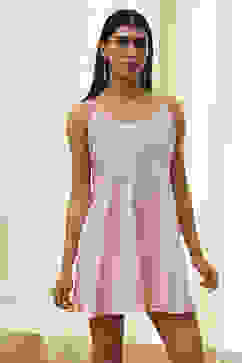 Peach-Colored Cotton  Floral Tiered Dress image number 5