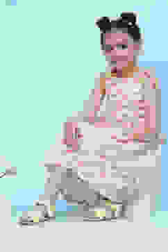 Off White Cotton A-Line Printed Dress image number 5