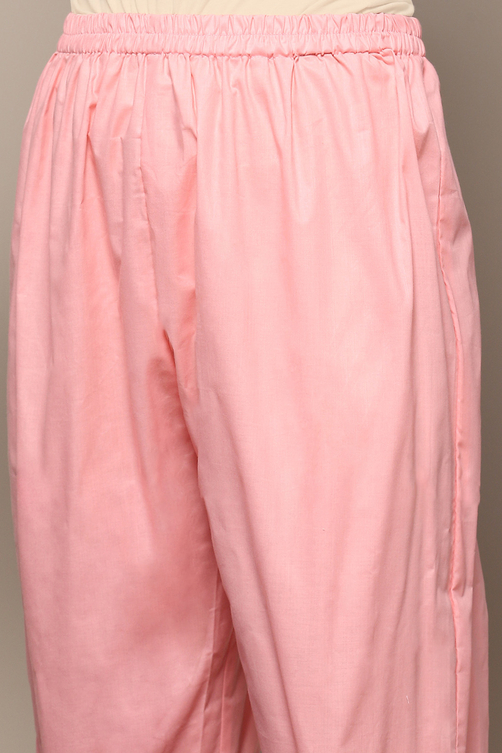 Pink Cotton Blend Digital Print Unstitched Suit Set image number 3