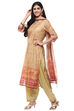 Mustard Chanderi Digital Print Unstitched Suit Set image number 4
