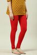 Camel Cotton Blend Solid Churidar image number 2