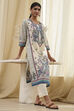 Blue Pure Cotton Printed Straight Kurta image number 0