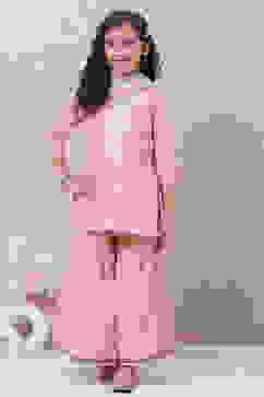 Onion Pink Art Silk Sharara Kurta Garara Suit Set image number 0