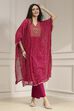 Purple Viscose Straight Printed Fusion Set image number 6