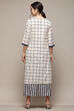 Natural & Blue Cotton Flax Straight Kurta Palazzo Suit Set image number 4