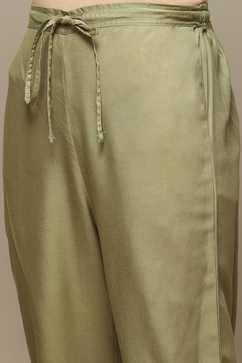 Sap Green Embroidered Straight Kurta Set image number 2