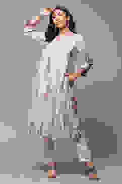 Ivory LIVA Straight Printed Kurta image number 0