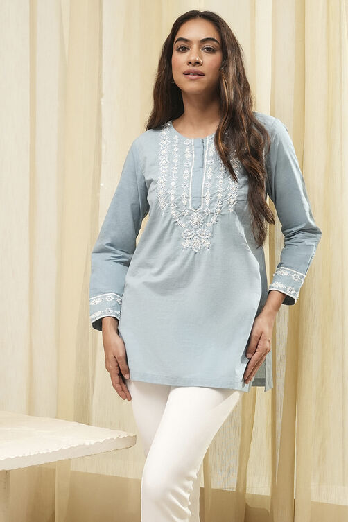 Blue Straight Kurta image number 6