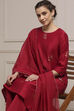 Lavender Chanderi Relaxed Dyed Kurta Pants Set image number 7