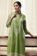 Green Cotton Printed Straight Kurta image number 1