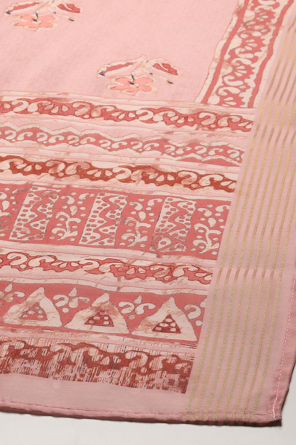 Baby Pink Chanderi Blend Unstitched Suit set image number 4