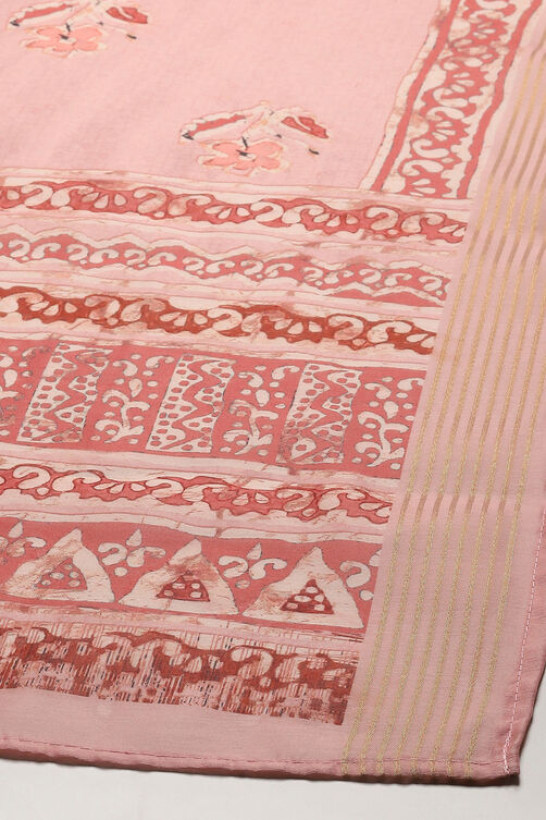 Baby Pink Chanderi Blend Unstitched Suit set image number 4