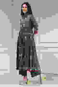 Blue Cotton Printed Anarkali Suit Set image number 3