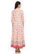White And Red Flared Cotton Printed Kurta Dress image number 4
