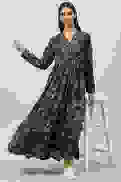 Indigo Pink Acrylic Flared Printed Dress image number 5