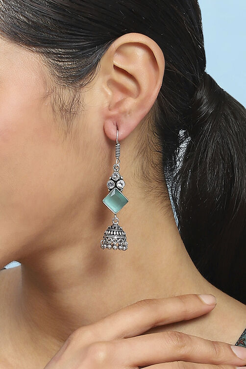 Mint Green Brass Jhumka image number 1