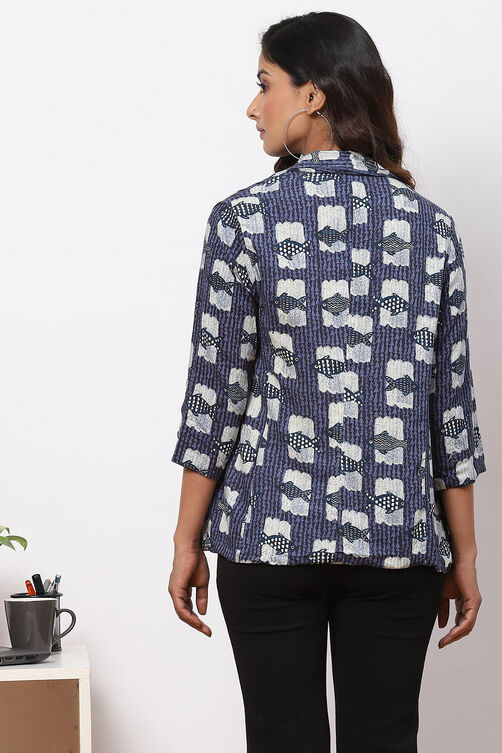 Indigo LIVA Printed Blazer Set image number 4