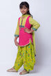 Pink Cotton Straight Kurta Dhoti Pant Suit Set image number 2