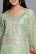 Green Unstitched dress material Suit Set image number 1