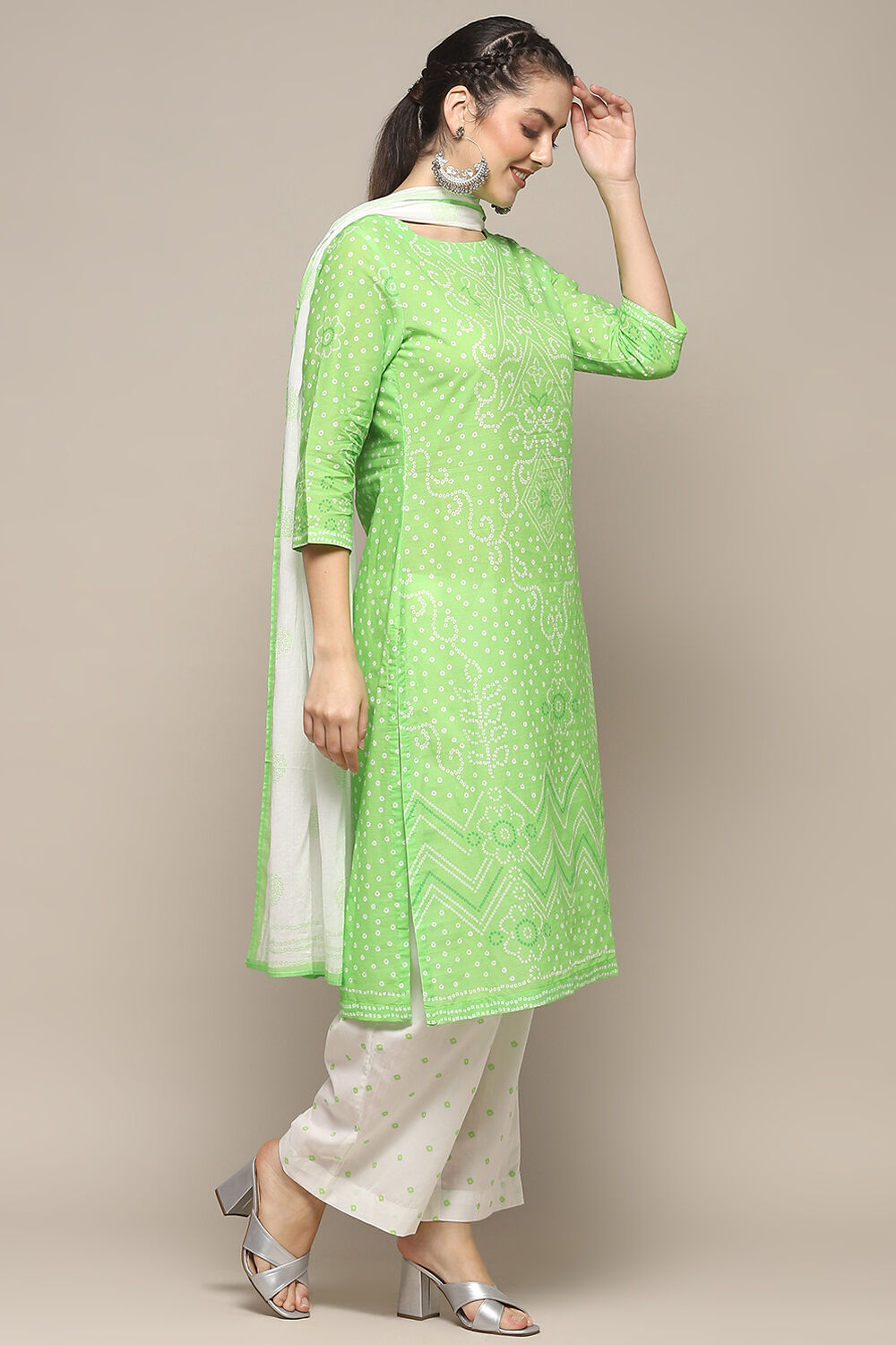 Aqua Blue Voile Straight Kurta Palazzo Suit Set image number 6