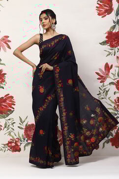 Rohit Bal Indigo Cotton Blend Saree image number 0